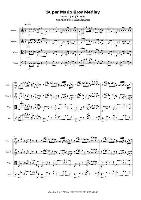 Super Mario Bros Main Theme Arr Nikolas Marianno Sheet Music Avner Hoderov String Quartet