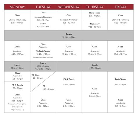 Timetable examples - The McDonald College - Performance Centred K-12