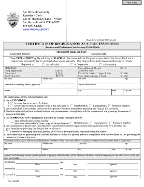 Fillable Online Sbcounty Certificate Of Registration As A Process