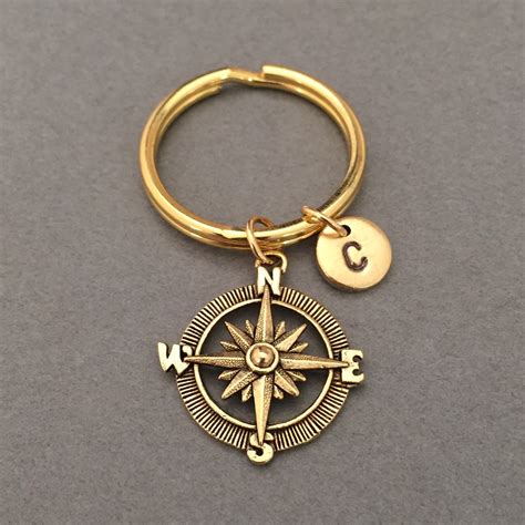 Compass Keychain Compass Charm Direction Keychain Etsy