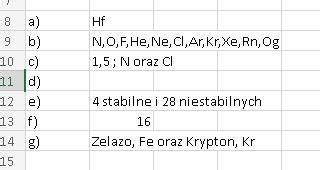 1 Przy pomocy układu okresowego uzupełnij 2 Odpowiedz na pytania