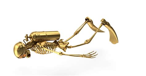 Golden Skeleton Scuba Diving, 3D - Envato Elements