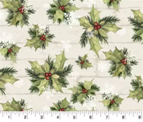 Susan Winget Holly On Wood Christmas Fabric Fat Quarters By The 1 4 Or