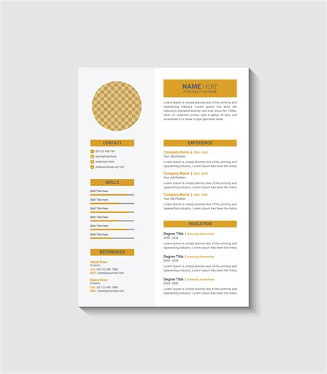 Free Vector Minimalist Cv Template With Photo Space Vector Art