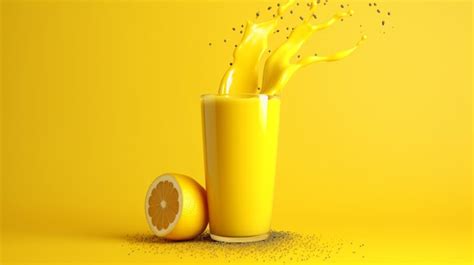 Batido De Jugo De Naranja En Un Vaso Con Salpicaduras De Jugo De