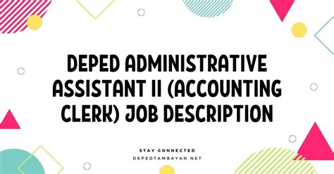 Deped Administrative Assistant Ii Accounting Clerk Job Description • Deped Tambayan