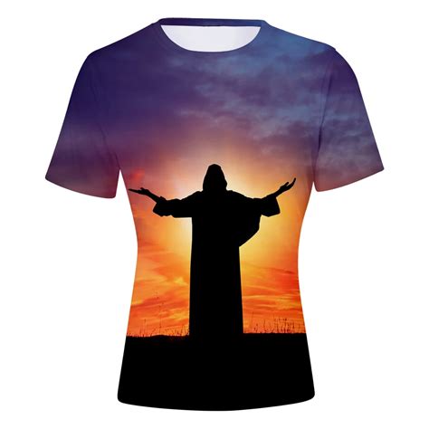 2019 New Jesus Christ T shirt Men 3d golden lightning Jesus Print T ...