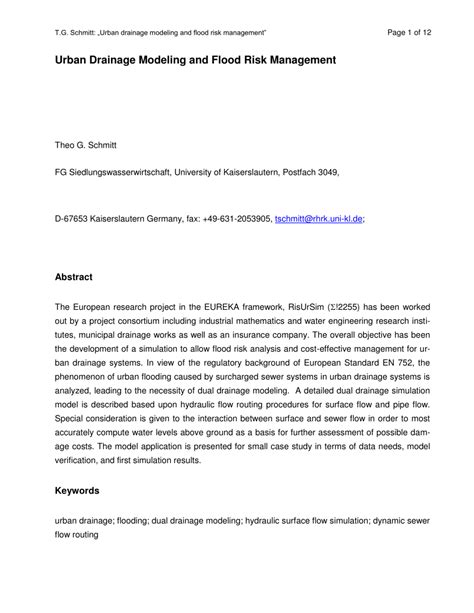 (PDF) Urban Drainage Modeling and Flood Risk Management