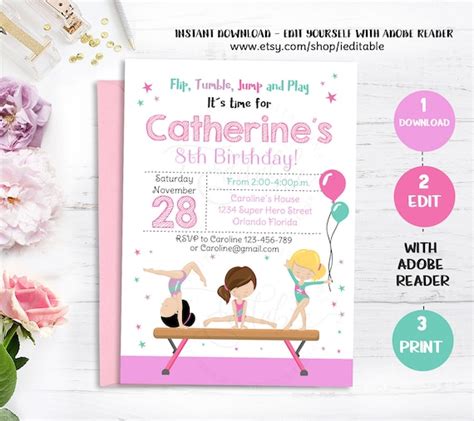 Invitations And Announcements Gymnastics Invitation Chalkboard Gymnastics