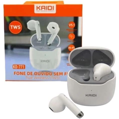 Fone De Ouvido KAIDI Sem Fio Bluetooth Tws Smart Touch V5 1 Kd 771 4hs