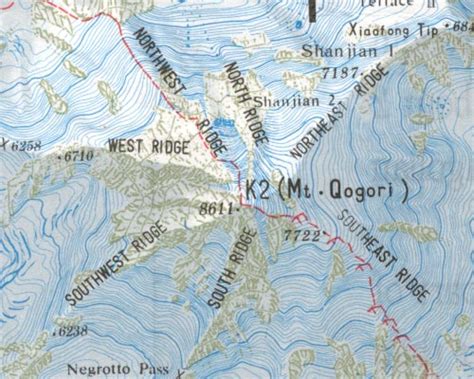 K2 The American North Ridge Expedition On Map Of