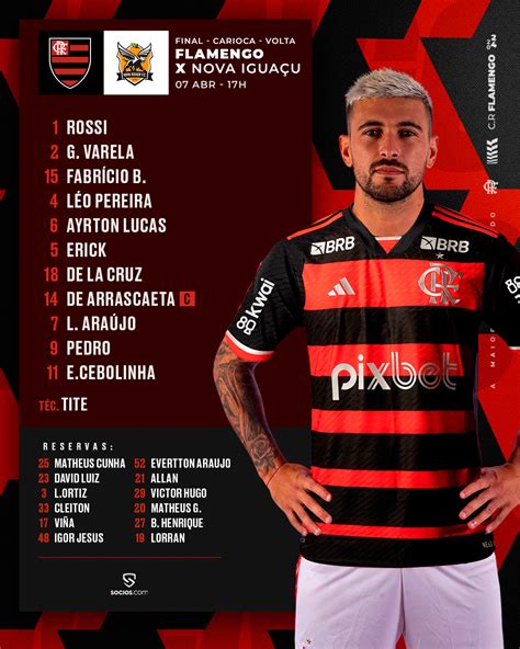 SAIU Flamengo divulga escalação para jogo contra o Nova Iguaçu