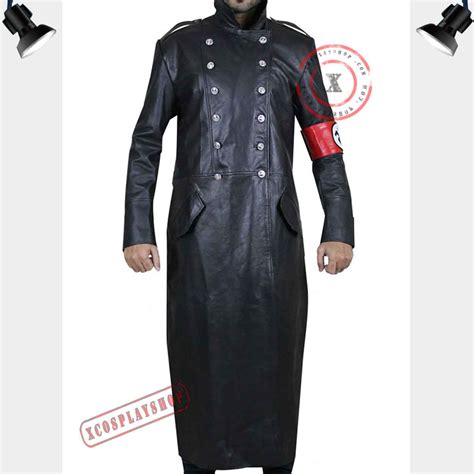 Nazi Officer Trench Coat Black Ww2 Leather Coat Replica