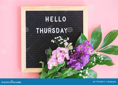 Hello Thursday Card And Roses Flower With Space Copy Background Royalty