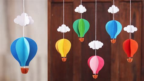 Easy 3d Paper Hot Air Balloon Craft Diy Paper Wall Decoration Ideas Youtube