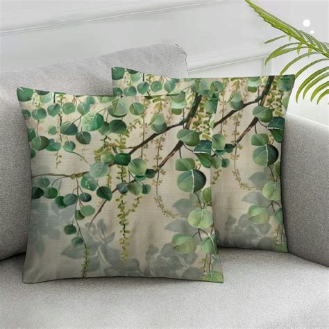 Nawypu Spring Pillow Covers Eucalyptus Leaves Throw Pillowcase Home