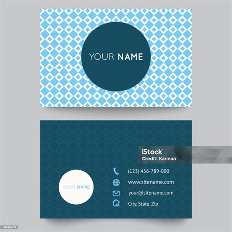 Templat Kartu Nama Desain Vektor Pola Biru Dan Putih Ilustrasi Stok Unduh Gambar Sekarang Istock