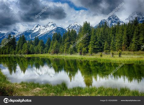 Reflection Mountain Peaks Schwabacher Landing Grand Teton National Park