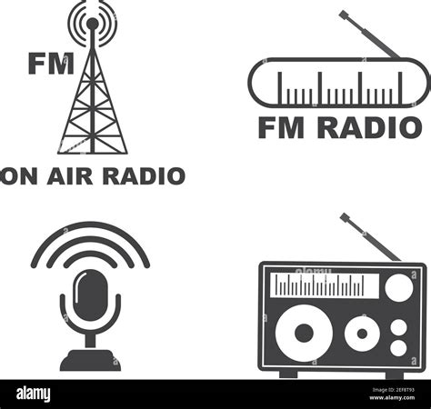 On Air Radio Broadcast Logo Icon Vector Illustration Design Stock