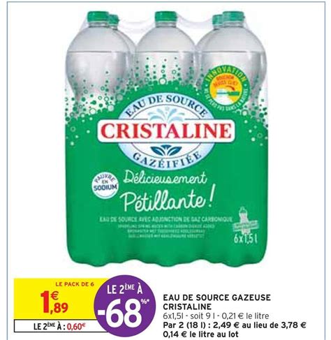 Promo Cristaline eau de source gazeuse chez Intermarché