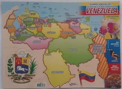 Rompecabeza Mapa Venezuela Juego Didactico Cartón Mercadolibre