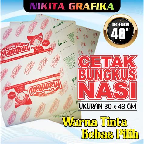 jual cetak kertas nasi padang custom logo bungkus nasi  usaha