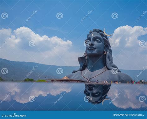 Coimbatore India March Reflection Of Adiyogi Shiva Statue