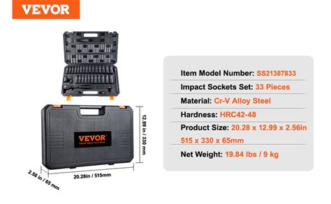 Vevor Drive Impact Socket Set Piece Socket Set Sae And