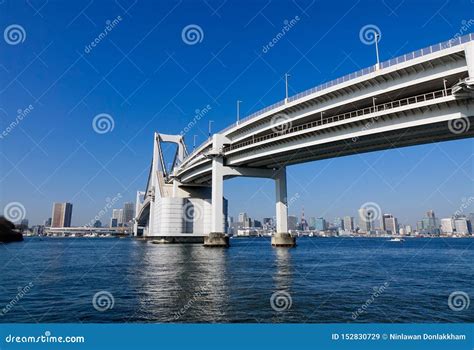 Rainbow Bridge And Cityscape In Tokyo Japan Stock Image Image Of