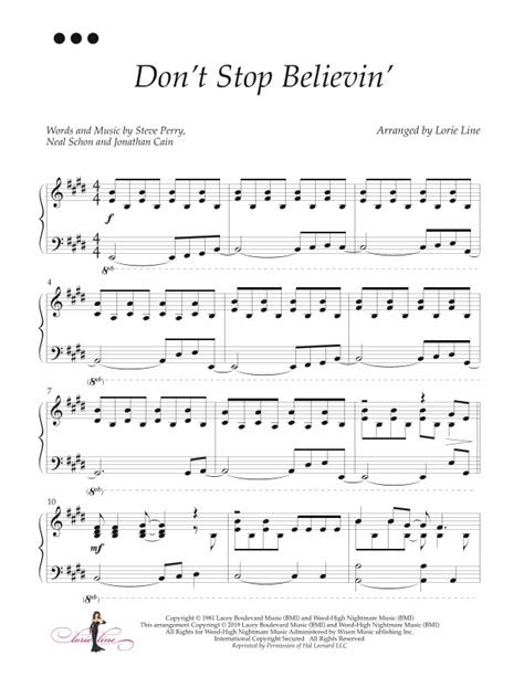 Dont Stop Believin Arr Lorie Line By Journey Sheet Music For Piano Solo At Sheet Music Direct