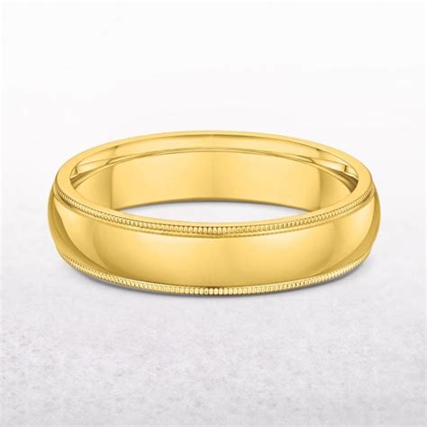 Gents 5mm Beaded Edge Plain Wedding Ring In 9ct Yellow Gold