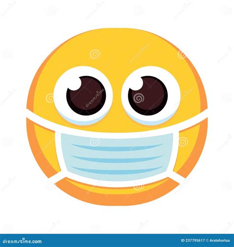 Isolated Sick Colored Emoji Icon With Mask Stock Vector Illustration