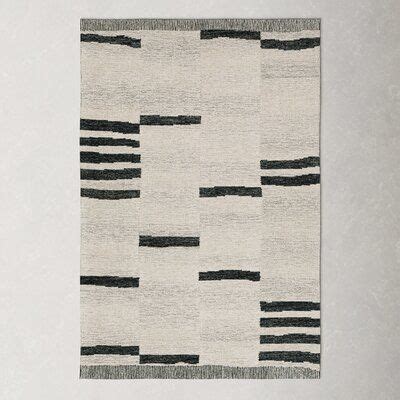 Uptown Striped Handmade Tufted Wool Cream Black Area Rug AllModern En