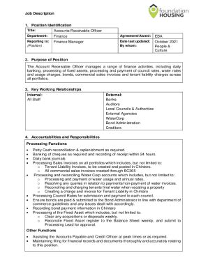 Fillable Online Accounts Receivable Specialist Job Description Template