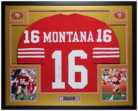 Joe Montana Autographed And Framed Red 49ers Jersey