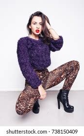 Slim Sexy Brunette Girl Tight Pants Stock Photo 738150574 Shutterstock