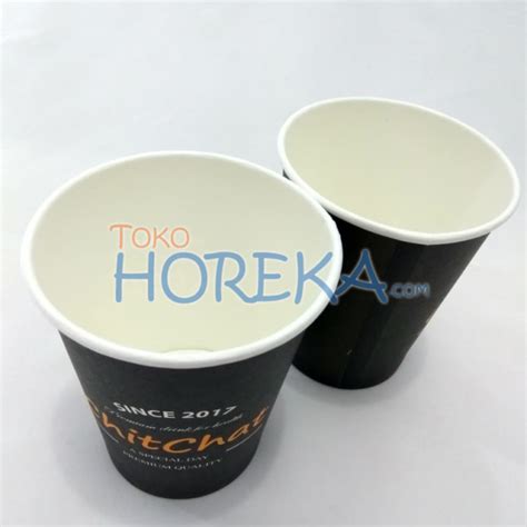 Hot Paper Cup 12Oz Cetak Logo 2 Warna ChitChat Toko Horeka Cetak Logo Tissue Plastik