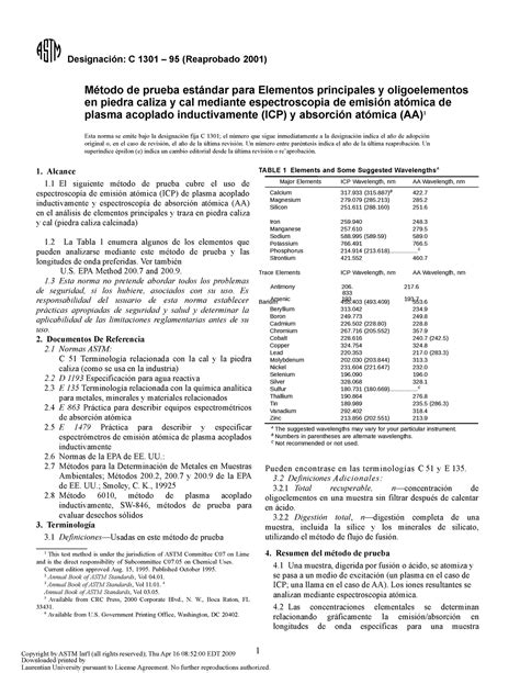 Astm C1301 Español Norma Para Uso De Espectrofotometro Aa Química