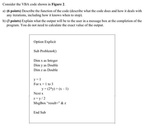 Solved Consider The VBA Code Shown In Figure 2 A 6 Chegg