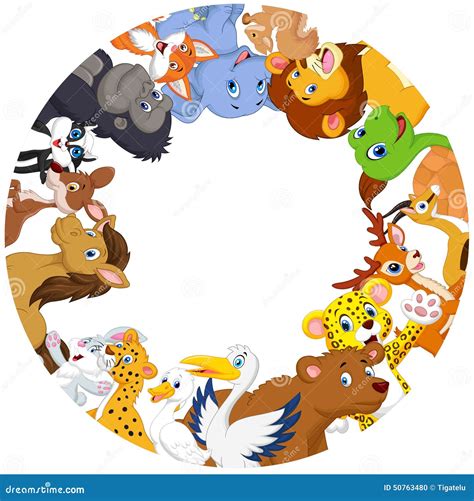 Cute Animals Cartoon Around Globe Stock Vector - Image: 50763480