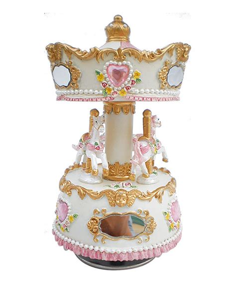 This Pink Gold And White Carousel Music Box By Musicbox Kingdom Is