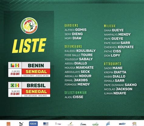 Senegal Football On Twitter Aliou Cisses Squad For The Games Against