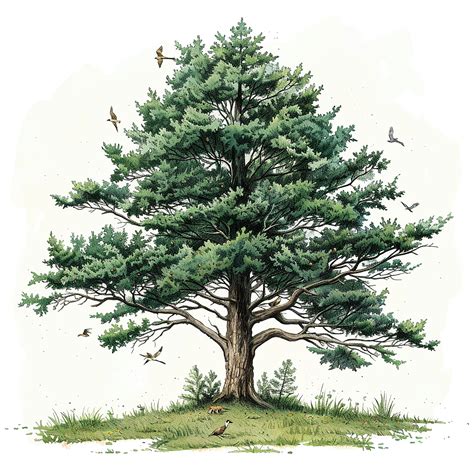Cedar Tree Water Color Painting | 16 High Quality JPG Clipart Pack