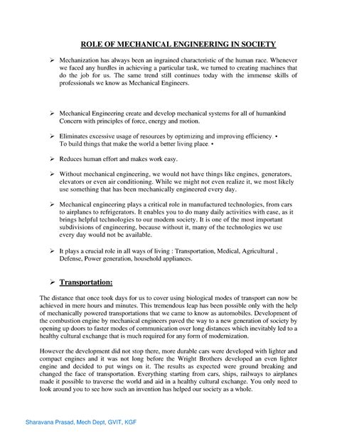 Eme Module Role Of Mechanical Engineering In Society Mechanization