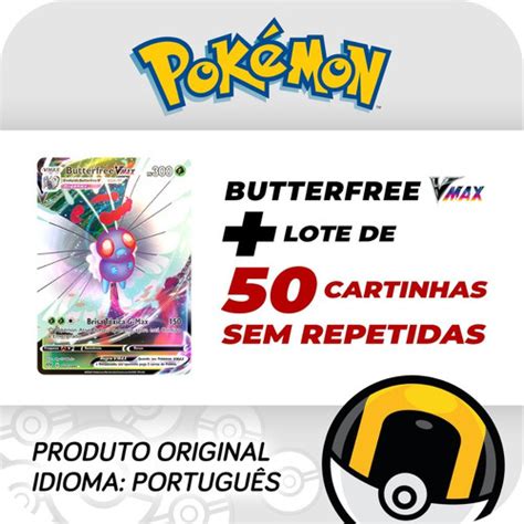 Carta Pokémon Butterfree Vmax Lote De 50 Cartinhas Shopee Brasil