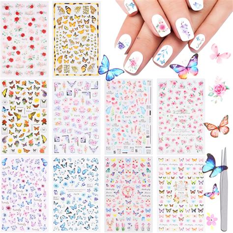 10 Blatt Nagelsticker Selbstklebend Nail Art Stickers Frühling Sommer