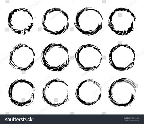 Collection Modern Grunge Black Circle Frame Stock Vector Royalty Free