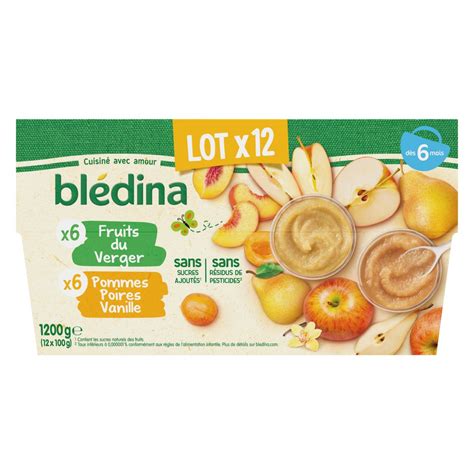 Bledina Petits Pots De Pur Es De Fruits Panach S Sans Sucres Ajout S