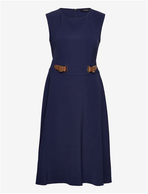 Lauren Ralph Lauren Buckle Trim Double Faced Crepe Dress Midimekot