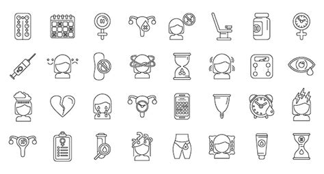 Premium Vector Menopause Icons Set Outline Vector Female Fertility